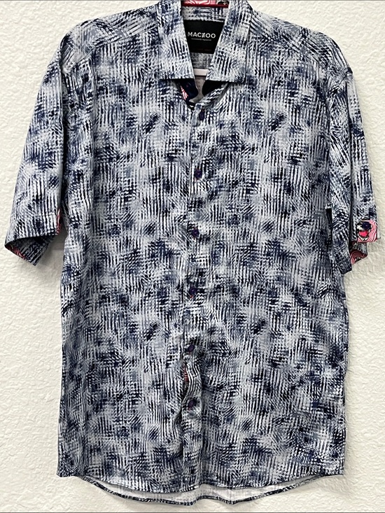 Maceoo Other - Maceoo Blue and White Casual Button Down SS Shirt
#1079